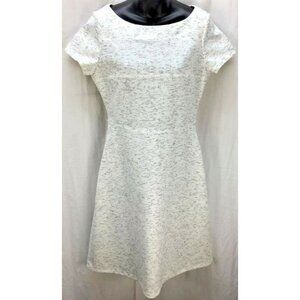 Ivanka Trump Dress 10 White Abstract Fit Flare Scoop Neck Short Sleeve 1276